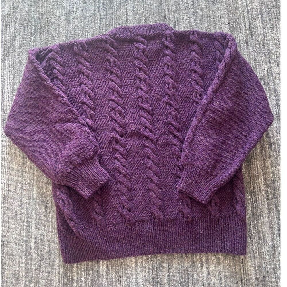Wool Chunky Cableknit Fisherman Aran Sweater XL - Picture 3 of 7